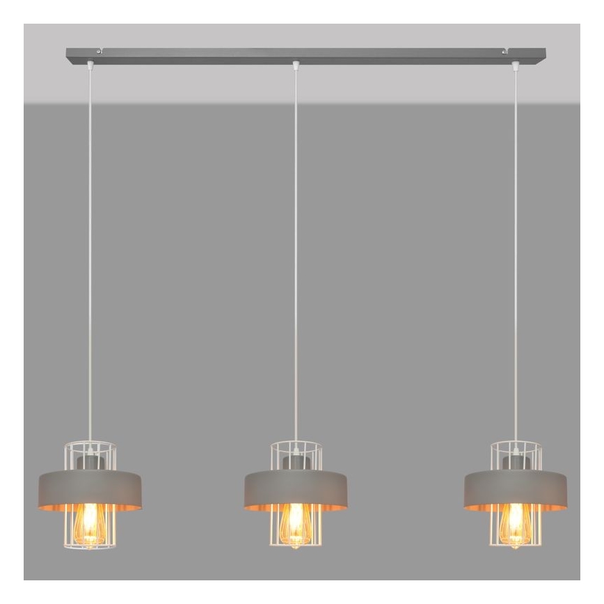 Luster na sajli VOLTA 3xE27/15W/230V siva
