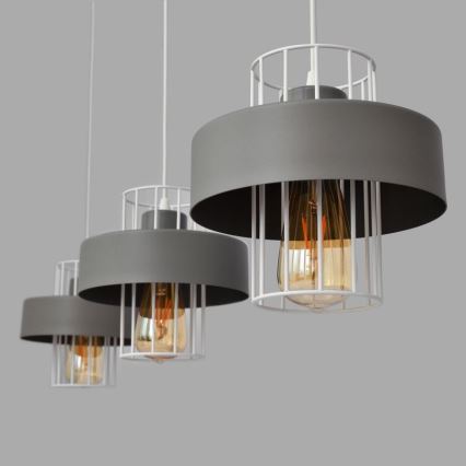 Luster na sajli VOLTA 3xE27/15W/230V siva