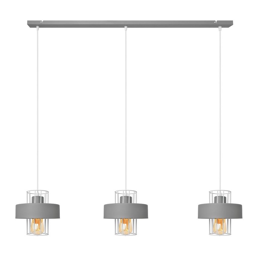 Luster na sajli VOLTA 3xE27/15W/230V siva