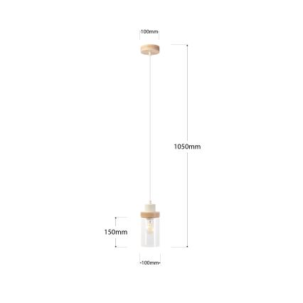 Luster na sajli WOODNEST 1xE27/15W/230V borovica/krem