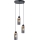 Luster na sajli WOODNEST 3xE27/15W/230V borovina/dimljeno crna