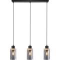 Luster na sajli WOODNEST 3xE27/15W/230V borovina/dimno crna