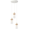 Luster na sajli WOODNEST 3xE27/15W/230V borovina/krem