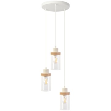 Luster na sajli WOODNEST 3xE27/15W/230V borovina/krem