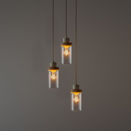 Luster na sajli WOODNEST 3xE27/15W/230V borovina/krem