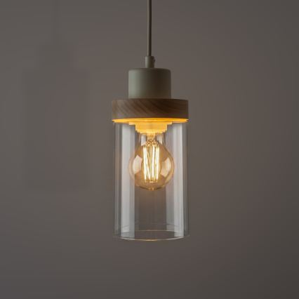 Luster na sajli WOODNEST 3xE27/15W/230V borovina/krem