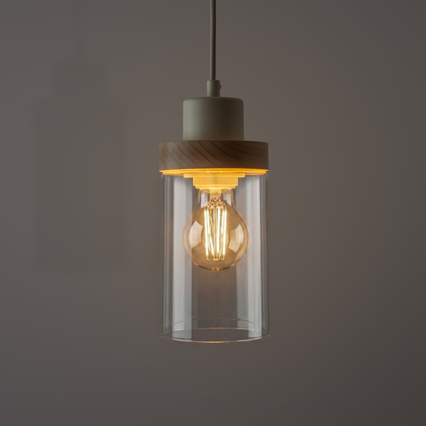 Luster na sajli WOODNEST 3xE27/15W/230V borovina/krem