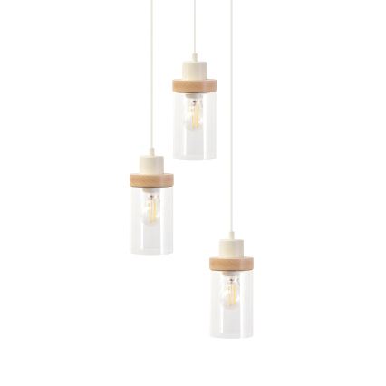 Luster na sajli WOODNEST 3xE27/15W/230V borovina/krem
