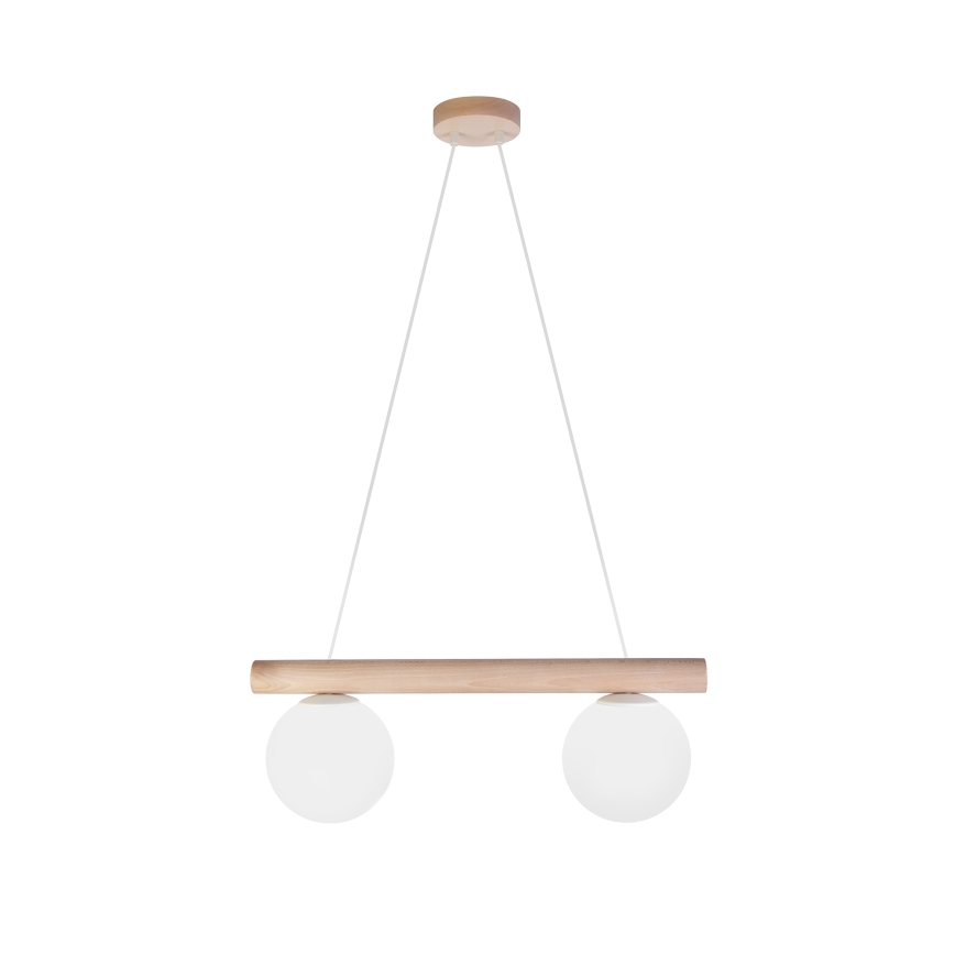 Luster na sajli WOODSTOCK 2xE27/15W/230V drvo/krem