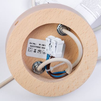 Luster na sajli WOODSTOCK 2xE27/15W/230V drvo/krem