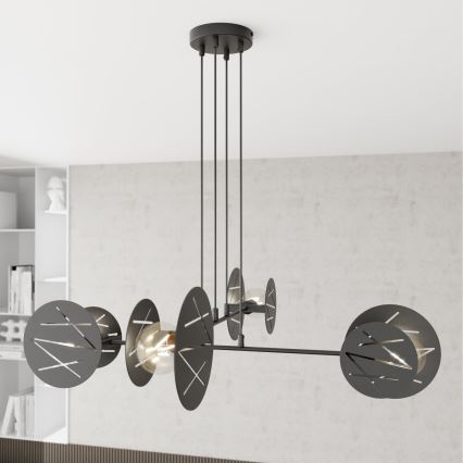 Luster na sajli XOTIC 4xE27/15W/230V crna