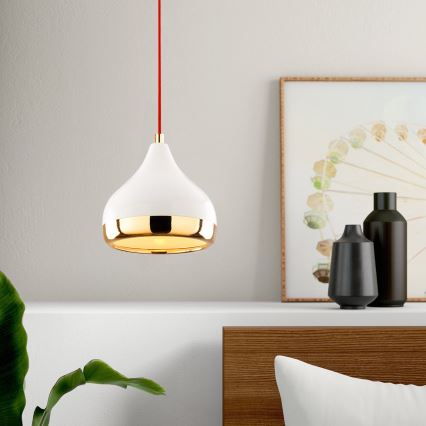 Luster na sajli YILDO 1xE27/40W/230V bijela/zlatna/crvena