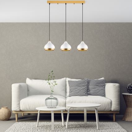 Luster na sajli YILDO 3xE27/40W/230V bijela/zlatna