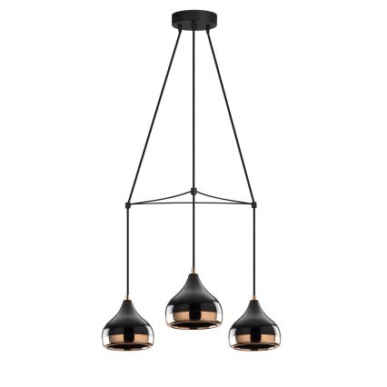Luster na sajli YILDO 3xE27/40W/230V crni/bakreni