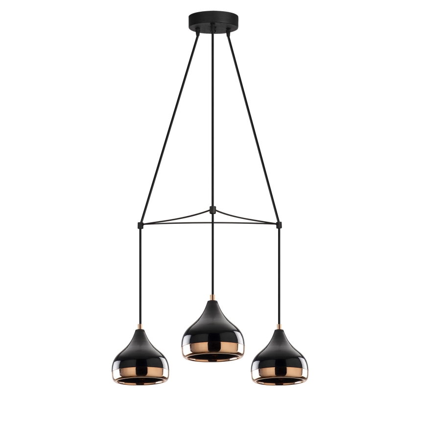 Luster na sajli YILDO 3xE27/40W/230V crni/bakreni