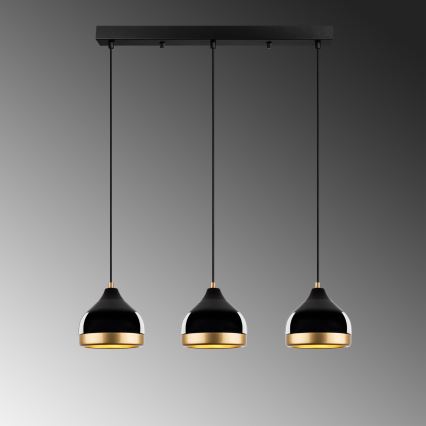 Luster na sajli YILDO 3xE27/40W/230V crni/zlatni