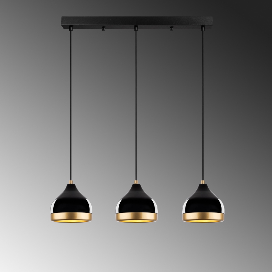 Luster na sajli YILDO 3xE27/40W/230V crni/zlatni