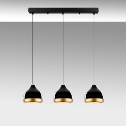 Luster na sajli YILDO 3xE27/40W/230V crni/zlatni