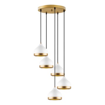Luster na sajli YILDO 5xE27/40W/230V bijela/zlatna