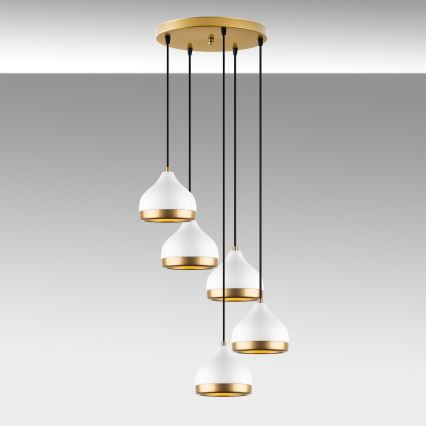 Luster na sajli YILDO 5xE27/40W/230V bijela/zlatna