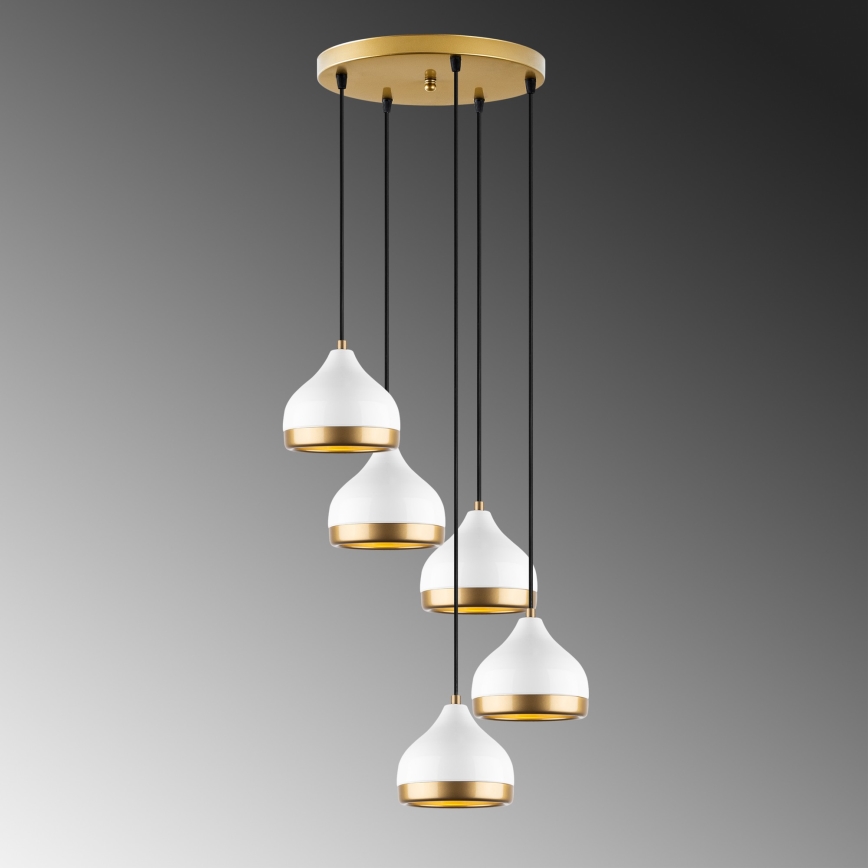 Luster na sajli YILDO 5xE27/40W/230V bijela/zlatna