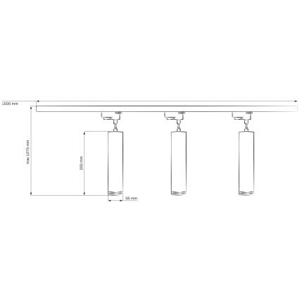 Luster na sajli za tračni sustav MARIBEL 3xGU10/10W/230V + 1 m sustav vodilica bijela