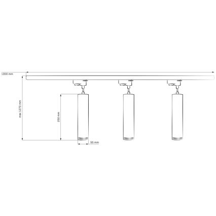 Luster na sajli za tračni sustav MARIBEL 3xGU10/10W/230V + 1 m sustav vodilica crna