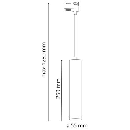 Luster na sajli za tračni sustav PARIS 3xGU10/10W/230V + 1 m sustav vodilica bijela