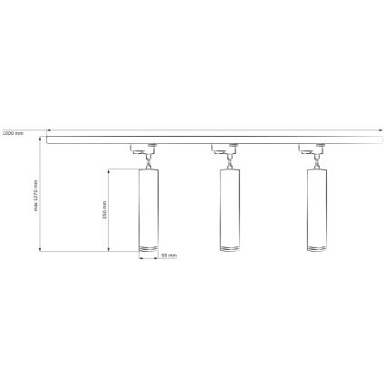 Luster na sajli za tračni sustav PARIS 3xGU10/10W/230V + 1 m sustav vodilica bijela