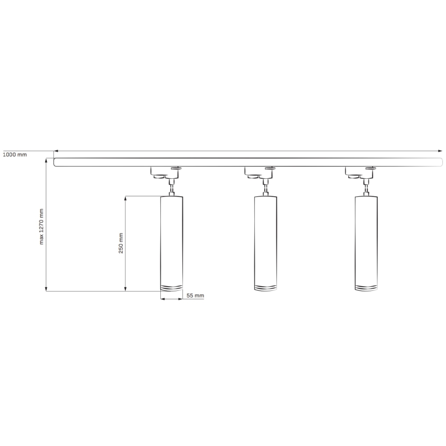 Luster na sajli za tračni sustav PARIS 3xGU10/10W/230V + 1 m sustav vodilica bijela