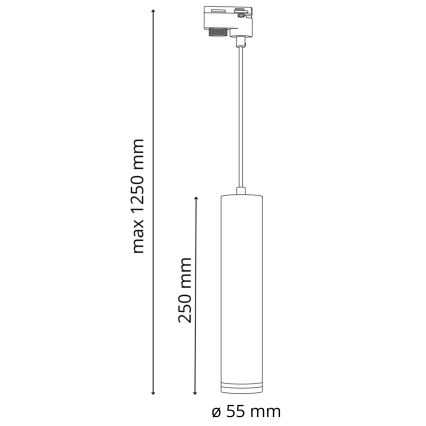 Luster na sajli za tračni sustav PARIS 3xGU10/10W/230V + 1 m sustav vodilica crna