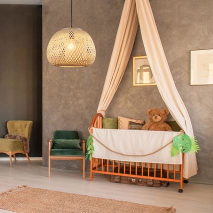 Luster na sajli ZANZIBAR 1xE27/20W/230V pr. 35 cm bambus