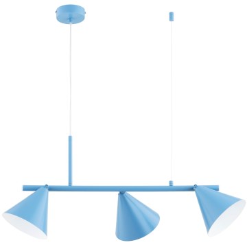 Luster na sajli ZELTA 3xE27/15W/230V plavi