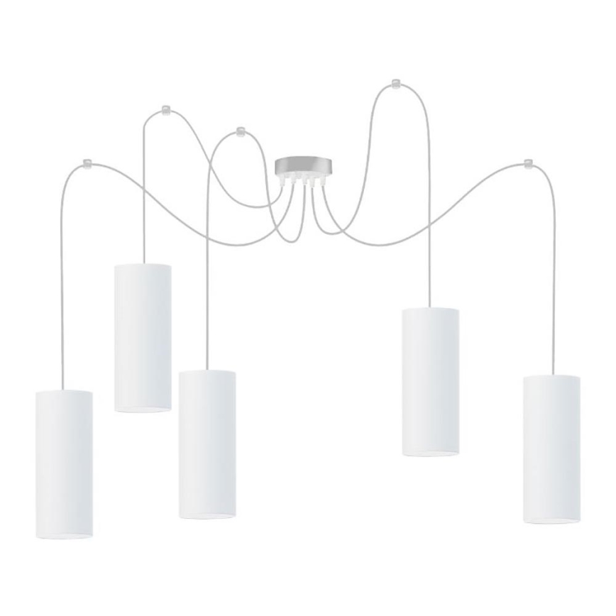 Luster na sajli ZIK 5xE27/40W/230V pauk bijela