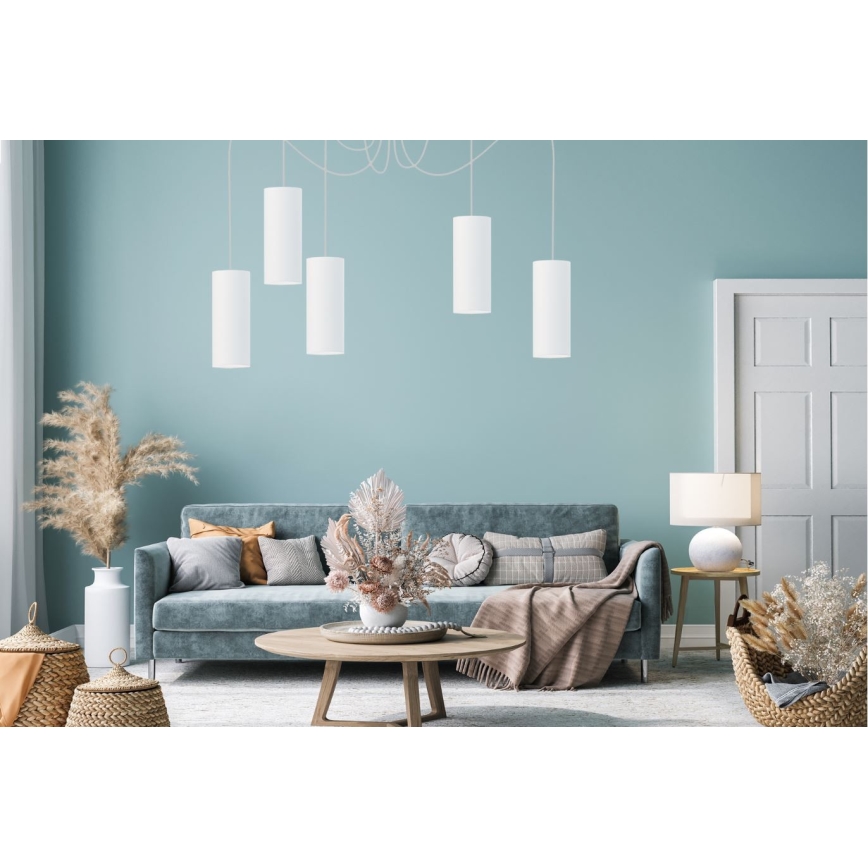 Luster na sajli ZIK 5xE27/40W/230V pauk bijela