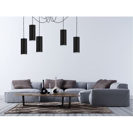 Luster na sajli ZIK 5xE27/40W/230V pauk crna