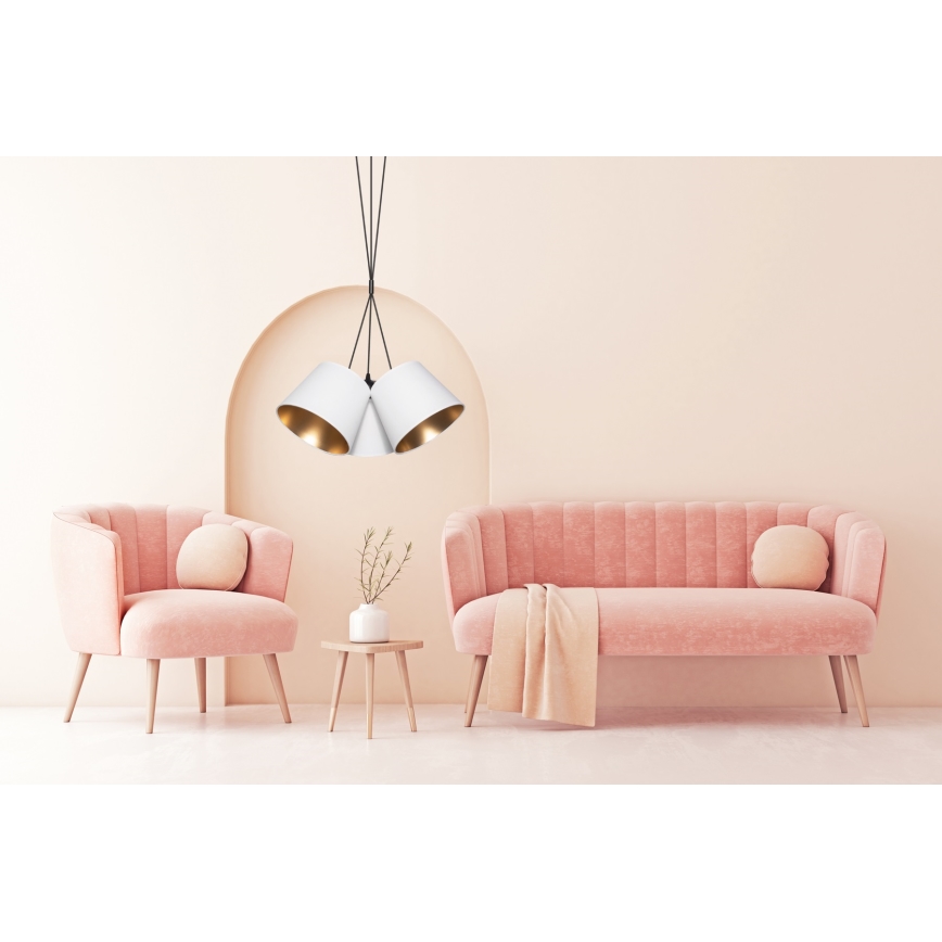 Luster na sajli ZOMA 3xE27/60W/260V bijela/bakrena