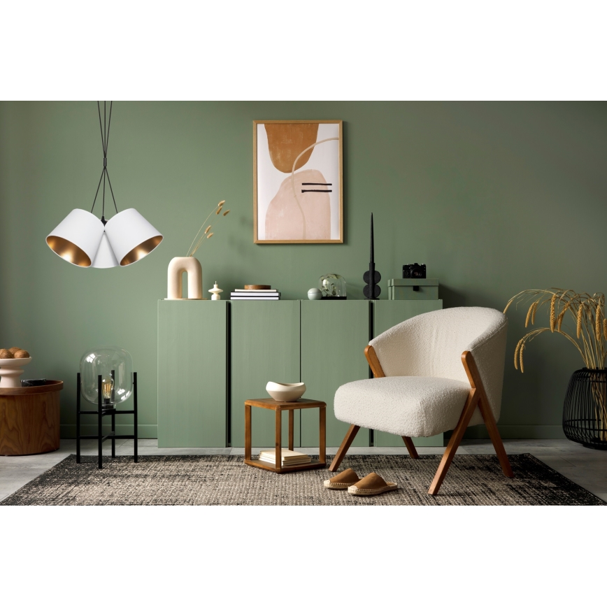 Luster na sajli ZOMA 3xE27/60W/260V bijela/bakrena
