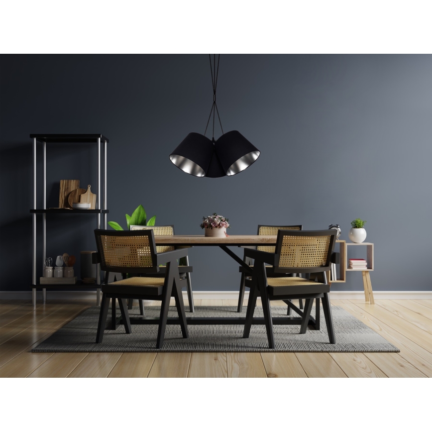 Luster na sajli ZOMA 3xE27/60W/260V crna/sjajni krom