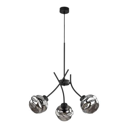 Luster na sajli ZULIA 3xE27/15W/230V crna/dimljena crna