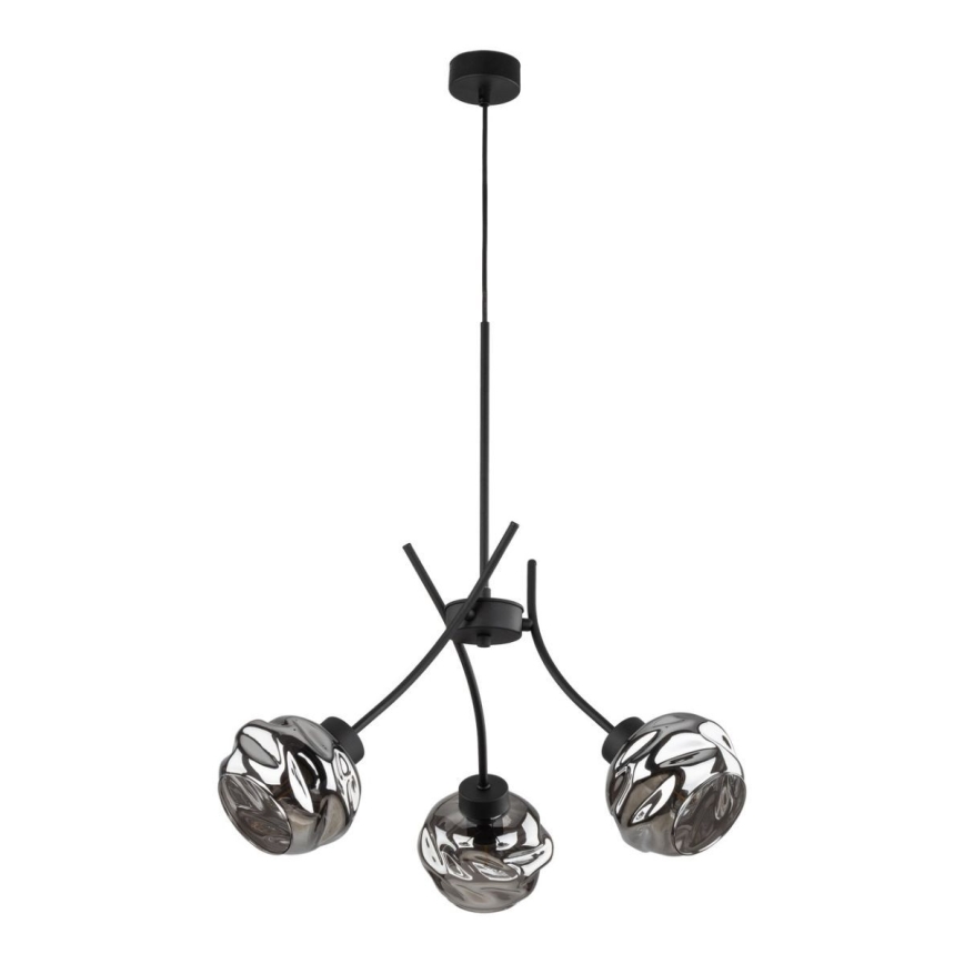 Luster na sajli ZULIA 3xE27/15W/230V crna/dimljena crna