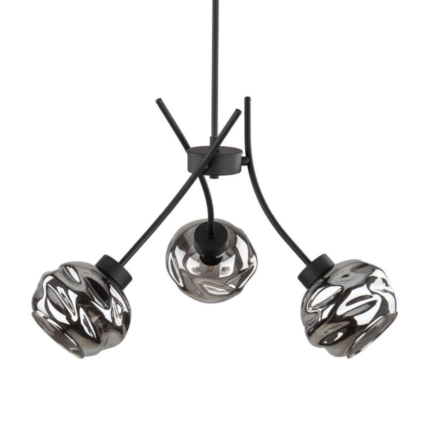 Luster na sajli ZULIA 3xE27/15W/230V crna/dimljena crna
