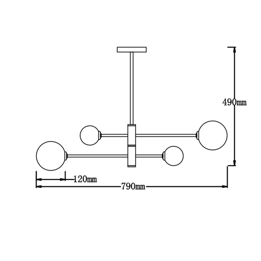 Luster na šipci DORADO 4xG9/40W/230V crni