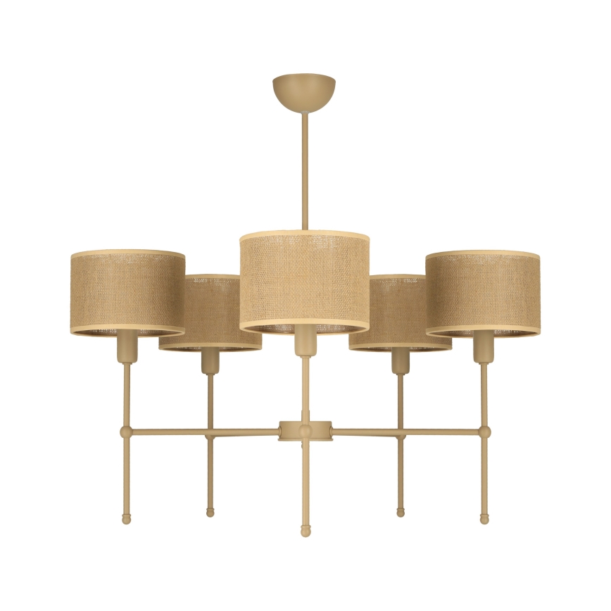 Luster na šipci MADELA 5xE14/40W/230V juta/bež