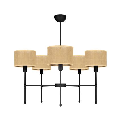 Luster na šipci MADELA 5xE14/40W/230V juta/crna