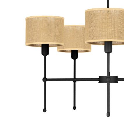 Luster na šipci MADELA 5xE14/40W/230V juta/crna