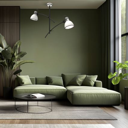 Luster na šipci ZUMBA 2xE27/60W/230V bijeli/crni