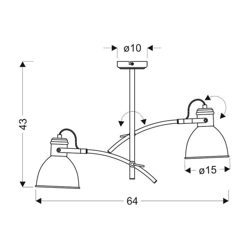 Luster na šipci ZUMBA 2xE27/60W/230V bijeli/crni