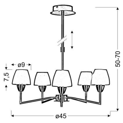 Luster na šipki TOGO 5xG9/40W/230V matni krom/bijela