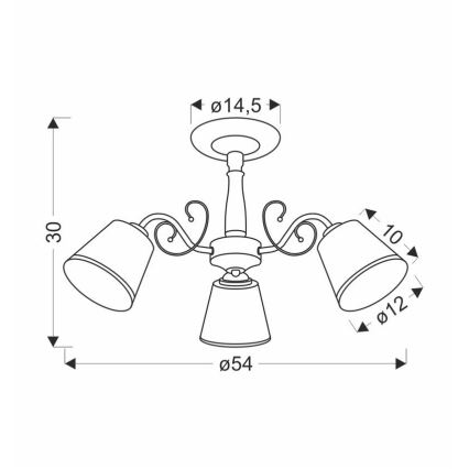 Luster na štangi LOSANNA 3xE14/40W/230V mesing